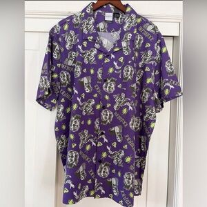 Beetlejuice Purple Graphic Men's Casual Shirt Size 3XL